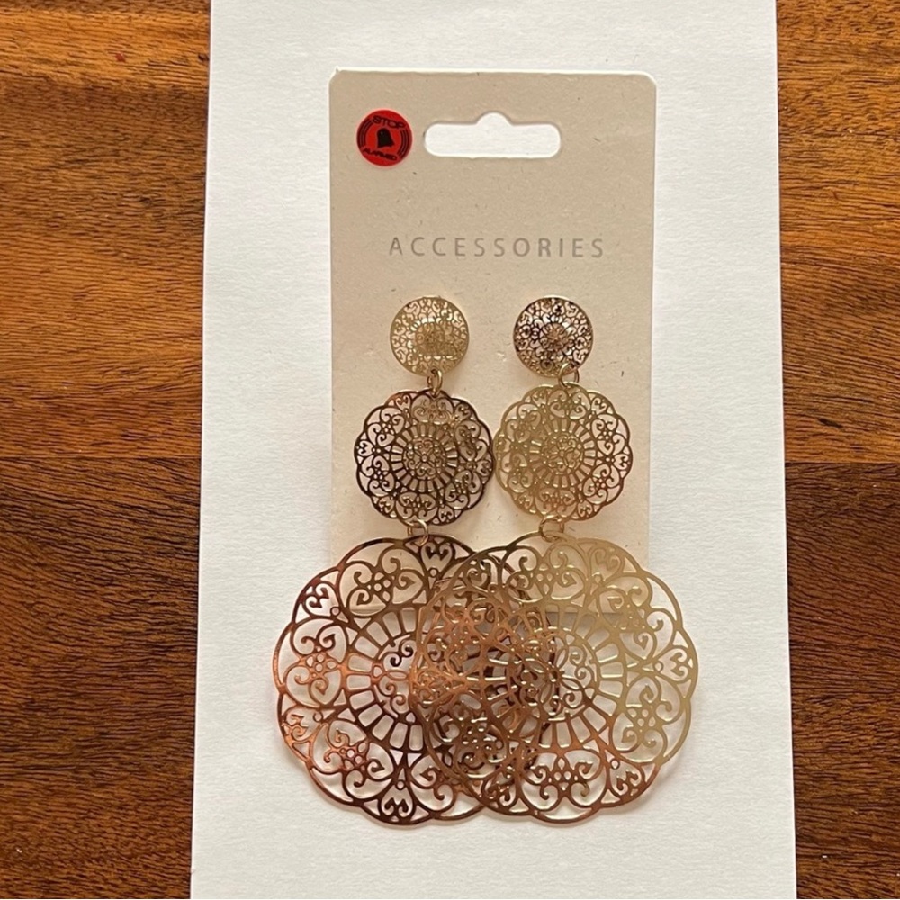 Golden Brass Mandala Chandelier Earrings